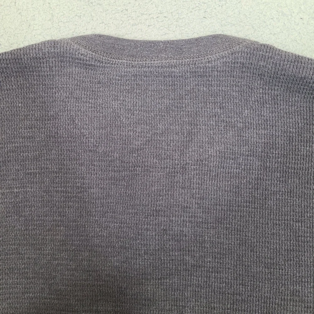 Faded Glory Mens Shirt XXL Gray Waffle Knit Long Sleeve Henley Tee Thermal Layer